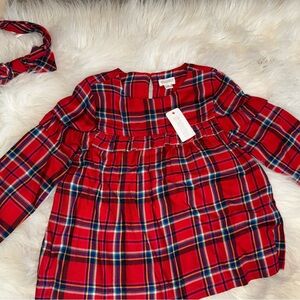 Toddler girl plaid ruffle accent top